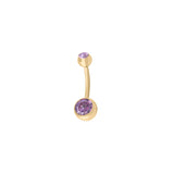 Wholesale jewelry 18K Gold PVD Stainless Steel Colorful Stone Belly Button Ring- purple main 