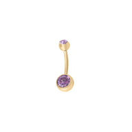 Wholesale jewelry 18K Gold PVD Stainless Steel Colorful Stone Belly Button Ring- purple main 