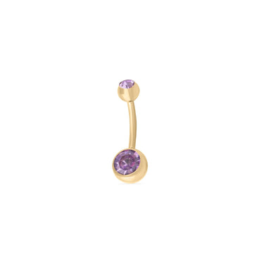 Wholesale jewelry 18K Gold PVD Stainless Steel Colorful Stone Belly Button Ring- purple main 