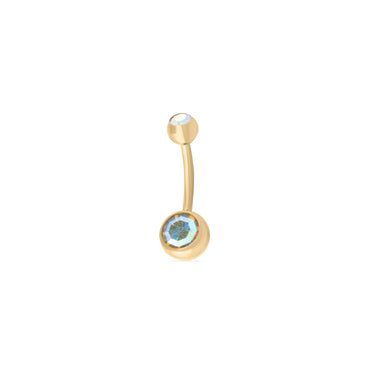 Wholesale jewelry 18K Gold PVD Stainless Steel Colorful Stone Belly Button Ring- iridescent main 