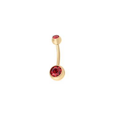 Wholesale jewelry 18K Gold PVD Stainless Steel Colorful Stone Belly Button Ring- red main 