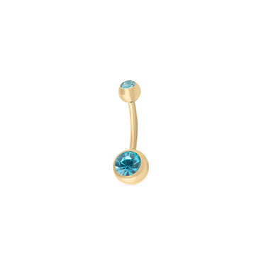 Wholesale jewelry 18K Gold PVD Stainless Steel Colorful Stone Belly Button Ring- light blue main 