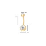 Wholesale jewelry 18K Gold PVD Stainless Steel Colorful Stone Belly Button Ring- clear main - dimension shot 
