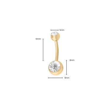 Wholesale jewelry 18K Gold PVD Stainless Steel Colorful Stone Belly Button Ring- clear main - dimension shot 