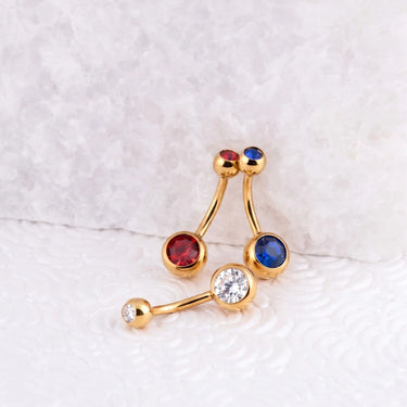 Wholesale jewelry 18K Gold PVD Stainless Steel Colorful Stone Belly Button Ring- studio