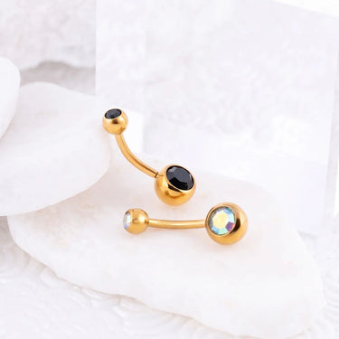 Wholesale jewelry 18K Gold PVD Stainless Steel Colorful Stone Belly Button Ring- studio