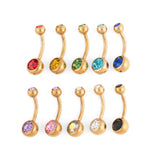 Wholesale jewelry 18K Gold PVD Stainless Steel Colorful Stone Belly Button Ring- side group shot