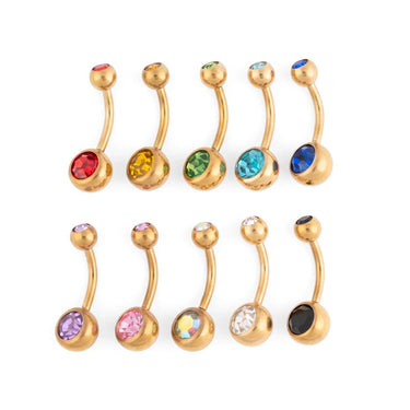 Wholesale jewelry 18K Gold PVD Stainless Steel Colorful Stone Belly Button Ring- side group shot
