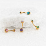 Wholesale jewelry 18K Gold PVD Stainless Steel Colorful Stone Belly Button Ring- studio 