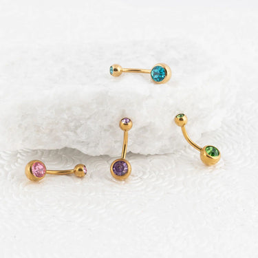 Wholesale jewelry 18K Gold PVD Stainless Steel Colorful Stone Belly Button Ring- studio 