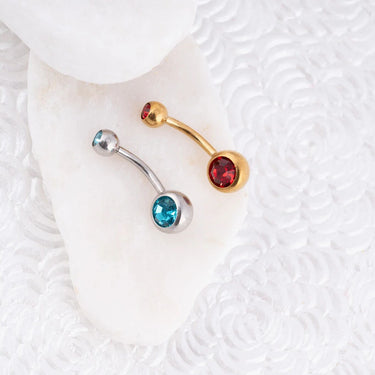 Stainless Steel Colorful Stone Belly Button Ring- studio