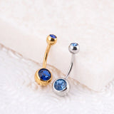 Wholesale jewelry 18K Gold PVD Stainless Steel Colorful Stone Belly Button Ring- studio