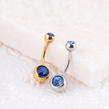 Wholesale jewelry 18K Gold PVD Stainless Steel Colorful Stone Belly Button Ring- studio