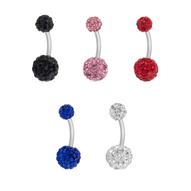 wholesale jewelry Stainless Steel Crystal Pave Ball Belly Button Ring - main 