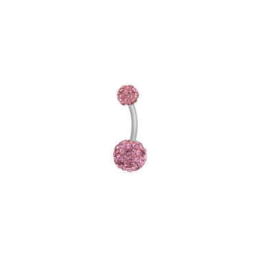 wholesale jewelry Stainless Steel Crystal Pave Ball Belly Button Ring - pink main 