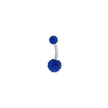 wholesale jewelry Stainless Steel Crystal Pave Ball Belly Button Ring - blue main 