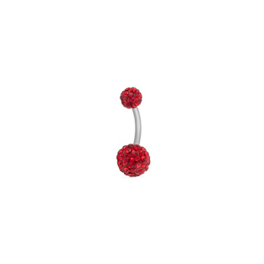 wholesale jewelry Stainless Steel Crystal Pave Ball Belly Button Ring - red main 
