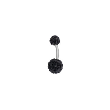 wholesale jewelry Stainless Steel Crystal Pave Ball Belly Button Ring - black main 