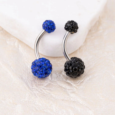 wholesale jewelry Stainless Steel Crystal Pave Ball Belly Button Ring - studio 