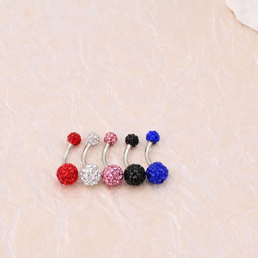 wholesale jewelry Stainless Steel Crystal Pave Ball Belly Button Ring - studio 