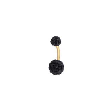 Wholesale jewelry 18K Gold PVD Stainless Steel Crystal Pave Ball Belly Button Ring- black main 