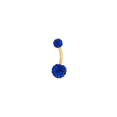 Wholesale jewelry 18K Gold PVD Stainless Steel Crystal Pave Ball Belly Button Ring- blue main 
