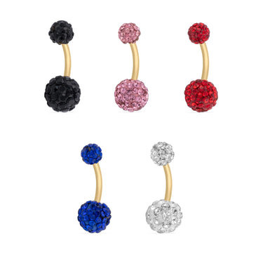 Wholesale jewelry 18K Gold PVD Stainless Steel Crystal Pave Ball Belly Button Ring- main 