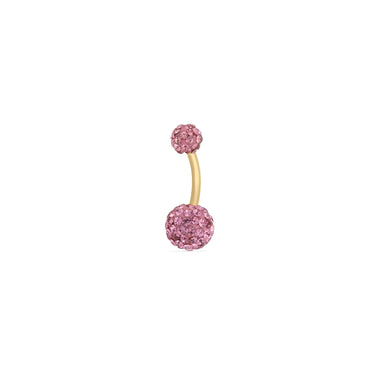 Wholesale jewelry 18K Gold PVD Stainless Steel Crystal Pave Ball Belly Button Ring- pink main 