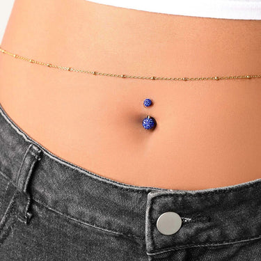 Wholesale jewelry 18K Gold PVD Stainless Steel Crystal Pave Ball Belly Button Ring- model 