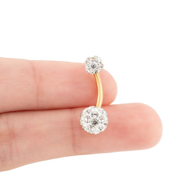 Wholesale jewelry 18K Gold PVD Stainless Steel Crystal Pave Ball Belly Button Ring- scale shot