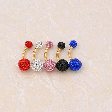 Wholesale jewelry 18K Gold PVD Stainless Steel Crystal Pave Ball Belly Button Ring- studio