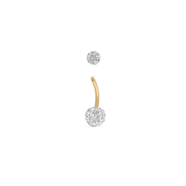Wholesale jewelry 18K Gold PVD Stainless Steel Crystal Pave Ball Belly Button Ring- clear main (screw top)