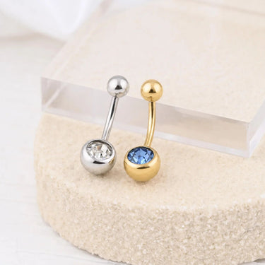 Wholesale jewelry 18K Gold PVD Stainless Steel Pastel Stone Belly Button Ring- studio