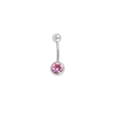 Stainless Steel Pastel Stone Belly Button Ring - dark pink main