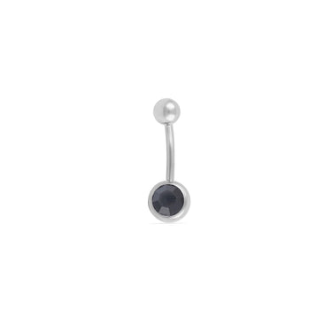 Stainless Steel Pastel Stone Belly Button Ring - black main