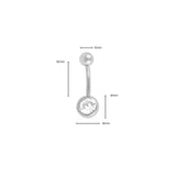 Stainless Steel Pastel Stone Belly Button Ring - dimension shot 