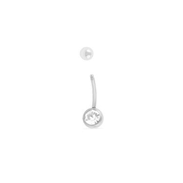 Stainless Steel Pastel Stone Belly Button Ring - main screw top