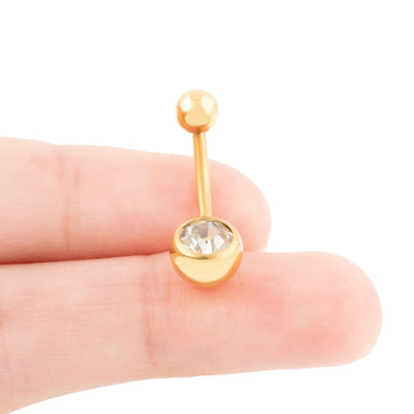 Wholesale jewelry 18K Gold PVD Stainless Steel Pastel Stone Belly Button Ring- scale shot