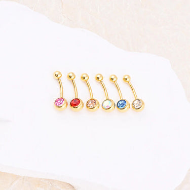 Wholesale jewelry 18K Gold PVD Stainless Steel Pastel Stone Belly Button Ring- studio collection shot 