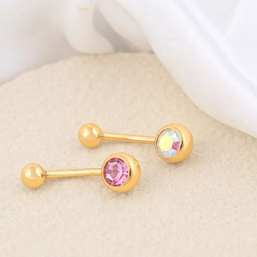 Wholesale jewelry 18K Gold PVD Stainless Steel Pastel Stone Belly Button Ring- studio