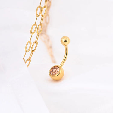 Wholesale jewelry 18K Gold PVD Stainless Steel Pastel Stone Belly Button Ring- studio