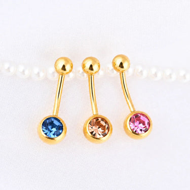 Wholesale jewelry 18K Gold PVD Stainless Steel Pastel Stone Belly Button Ring- studio