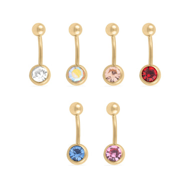 Wholesale jewelry 18K Gold PVD Stainless Steel Pastel Stone Belly Button Ring- main