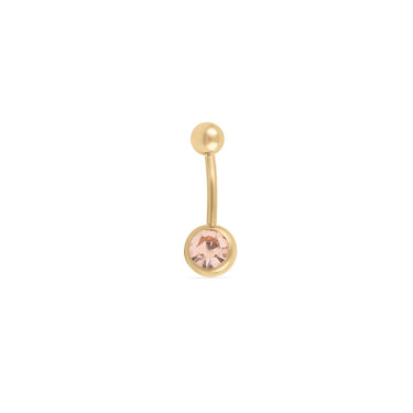 Wholesale jewelry 18K Gold PVD Stainless Steel Pastel Stone Belly Button Ring- light pink main 