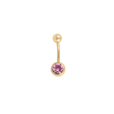 Wholesale jewelry 18K Gold PVD Stainless Steel Pastel Stone Belly Button Ring- dark pink main 