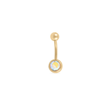 Wholesale jewelry 18K Gold PVD Stainless Steel Pastel Stone Belly Button Ring- iridescent main 