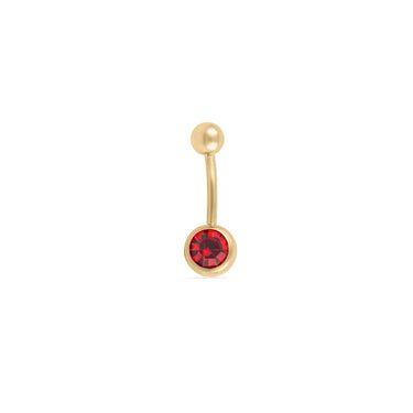 Wholesale jewelry 18K Gold PVD Stainless Steel Pastel Stone Belly Button Ring- red main 