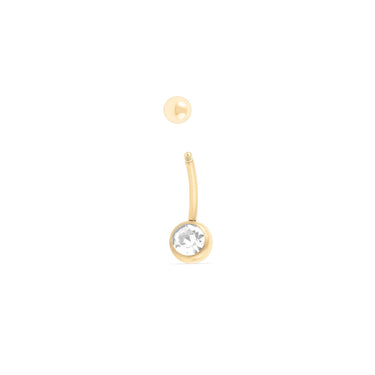 Wholesale jewelry 18K Gold PVD Stainless Steel Pastel Stone Belly Button Ring- clear main (screw top)