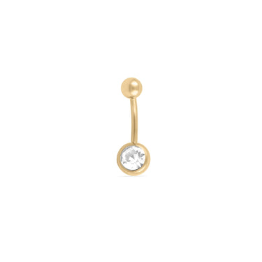 Wholesale jewelry 18K Gold PVD Stainless Steel Pastel Stone Belly Button Ring- clear main 
