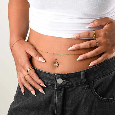 Wholesale jewelry 18K Gold PVD Stainless Steel Mandala Charm Belly Button Ring- gold model 